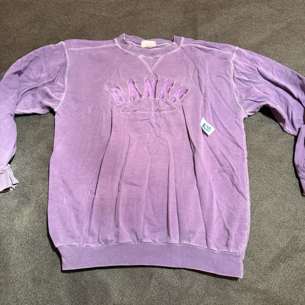 Banff Shirt Co Womens Sweater L Large Purple Vintage Canadian Rockies Canada